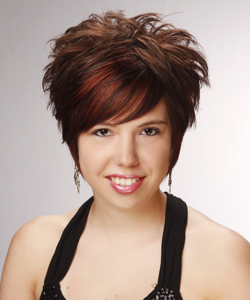 Short Straight Formal Layered Pixie Hairstyle with Side Swept Bangs ...