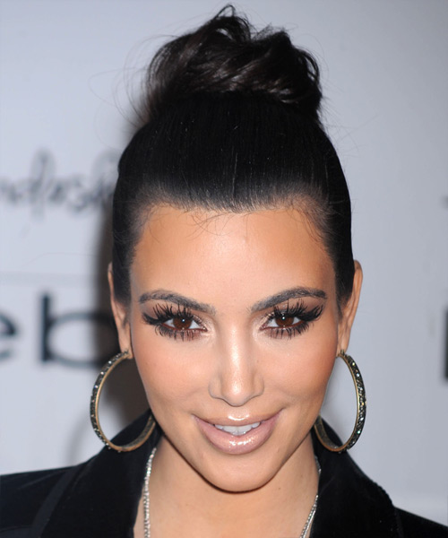Kim Kardashian  Long Straight   Black   Updo Hairstyle