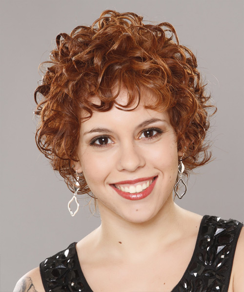  Short Curly   Ginger   Hairstyle with Layered Bangs 