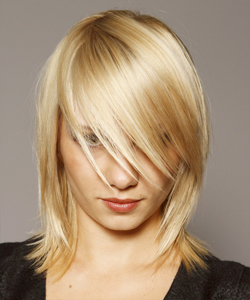 Medium Straight   Light Blonde   Hairstyle