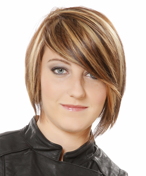 Short Tapered Caramel Brunette Hairstyle Hairstyle with Highlights