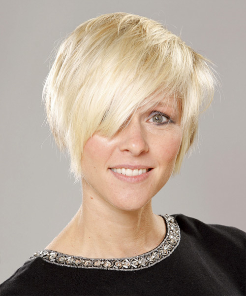      Platinum Pixie  Cut with Side Swept Bangs 