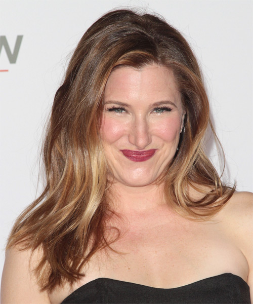 Kathryn Hahn Long Straight    Brunette and  Blonde Two-Tone   Hairstyle