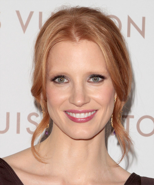 Jessica Chastain  Long Curly   Orange   Updo   