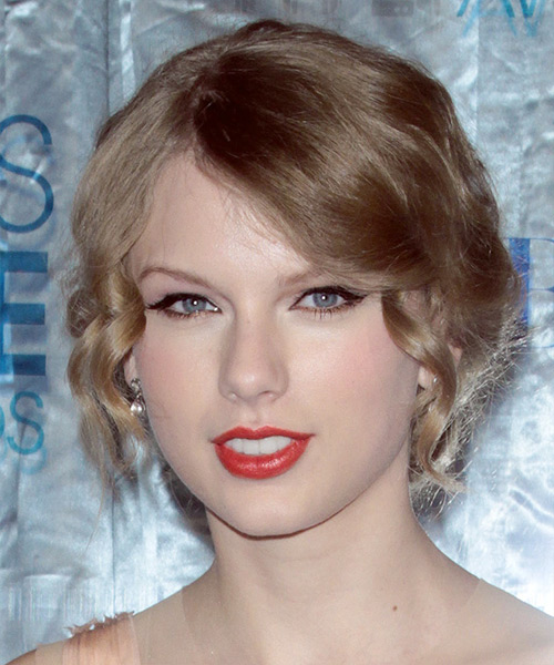 Taylor Swift Long Curly Formal Dark Golden Blonde Updo