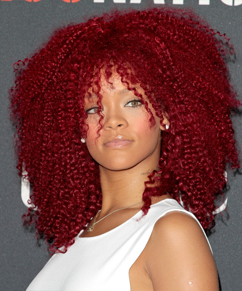 Rihanna Medium Curly    Red   Hairstyle  