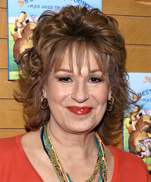 Joy Behar Medium Wavy    Chestnut Brunette   Hairstyle with Layered Bangs