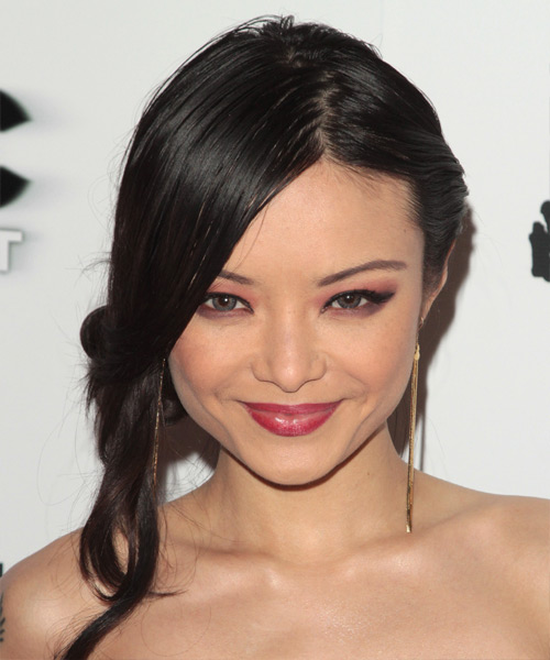 Tila Tequila  Long Straight   Black   Updo Hairstyle