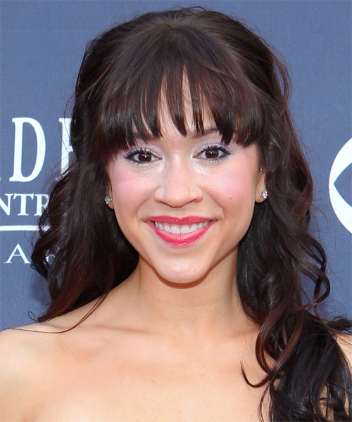 Diana DeGarmo  Long Curly   Dark Brunette  Half Up Half Down Hairstyle with Layered Bangs