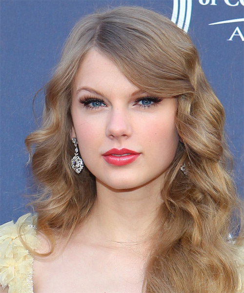 Taylor Swift Long Wavy   Dark Blonde   with Side Swept Bangs