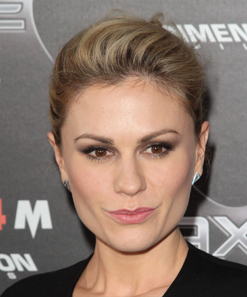 Anna Paquin  Long Straight   Dark Blonde  Updo Hairstyle   with Light Blonde Highlights