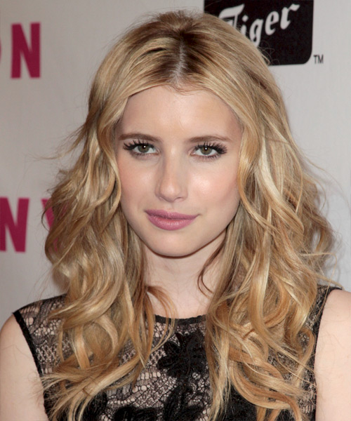 Emma Roberts Long Wavy    Champagne Blonde   Hairstyle