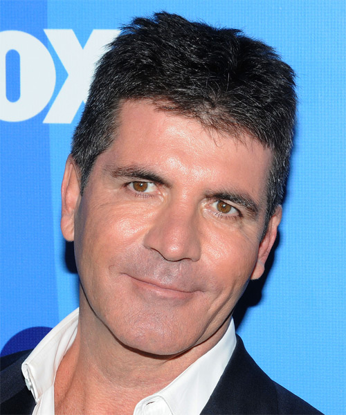 Simon Cowell Short Straight   Black Salt and Pepper      with Dark Grey Highlights