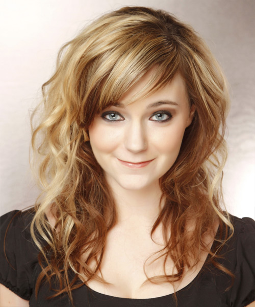 Long Wavy   Light Caramel Brunette and Light Blonde Two-Tone   Hairstyle