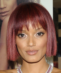 Tamela J Mann Short Straight Dark Red Hairstyle