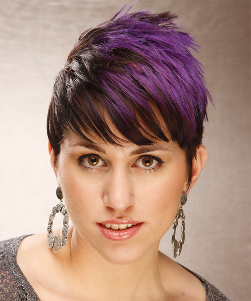 Dark Brunette and Purple two-tone Hair Color