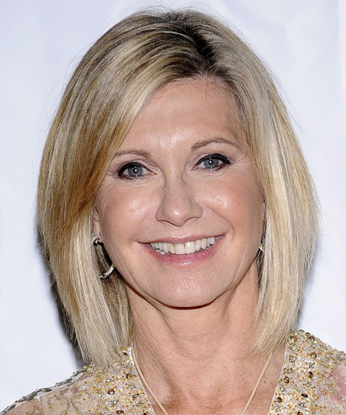 Olivia Newton-John Medium Straight    Champagne Blonde     with Light Blonde Highlights