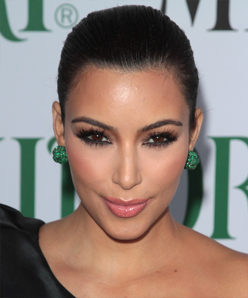 Kim Kardashian  Long Curly   Black   Updo Hairstyle