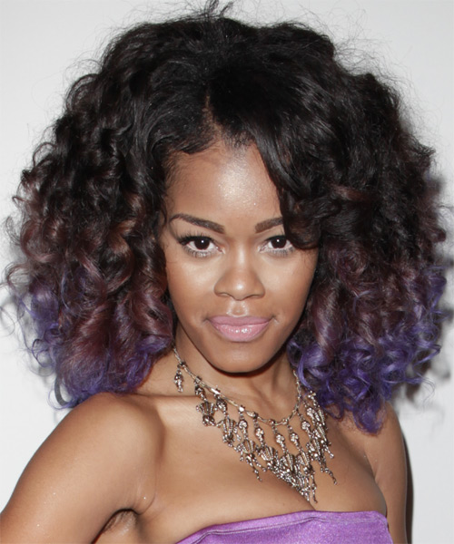 Teyana Taylor Curly   Black  and Purple Two-Tone - side view