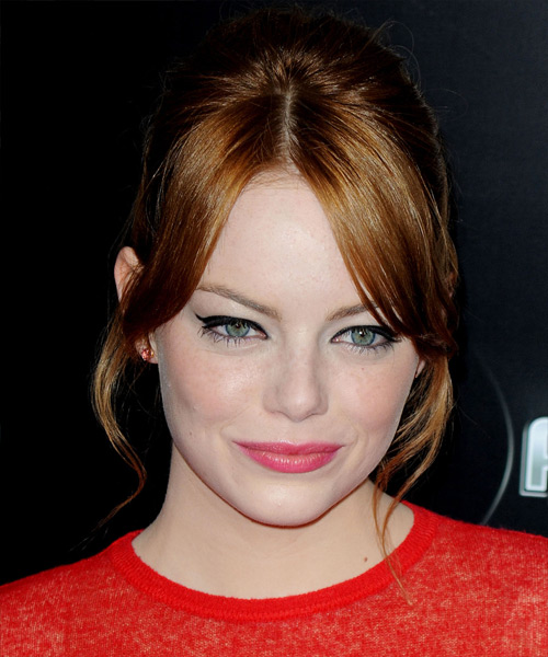 Emma Stone Straight    Copper Red with Layered Bangs - side view