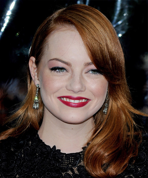 Emma Stone Long Straight    Copper Red   Hairstyle