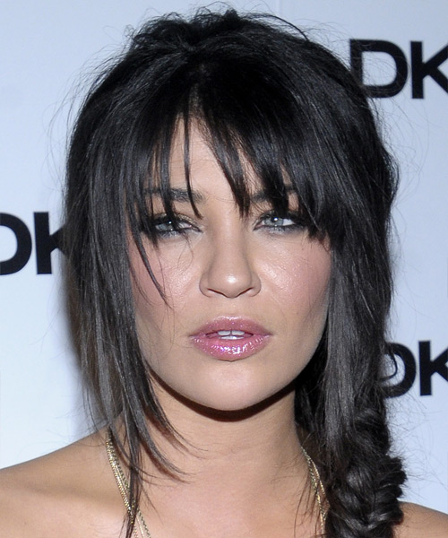 Jessica Szohr Long Curly   Black   Updo with Layered Bangs