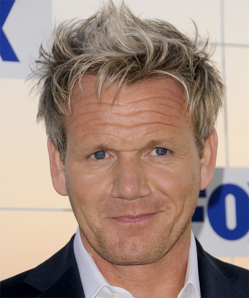 Gordon Ramsay Short Straight Dark Ash Blonde Hairstyle With