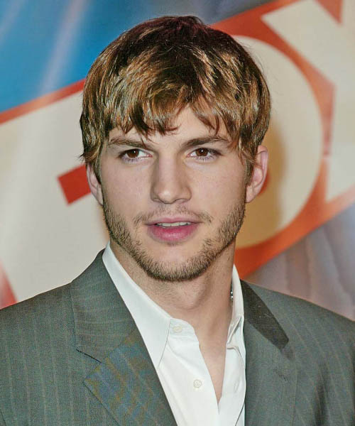 Ashton Kutcher Short Straight    Blonde and Light Blonde Two-Tone   Hairstyle