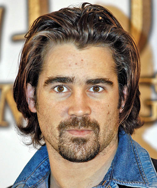 Colin Farrell Long Straight    Brunette   Hairstyle   with Light Brunette Highlights