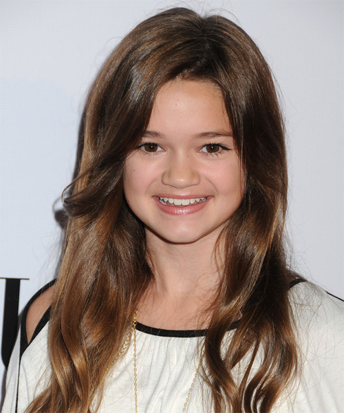 Ciara Bravo Long Straight    Chestnut Brunette   Hairstyle with Side Swept Bangs
