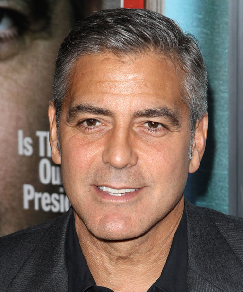 George Clooney Short Straight    Salt and Pepper Grey   Hairstyle