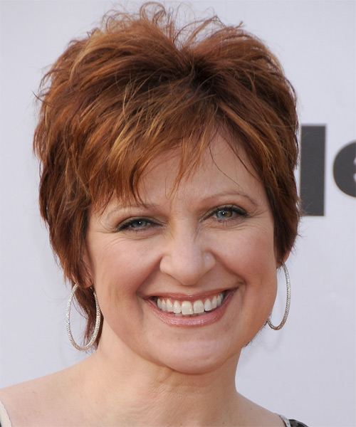 Caroline Manzo Short Straight    Copper Red   Hairstyle   with  Red Highlights