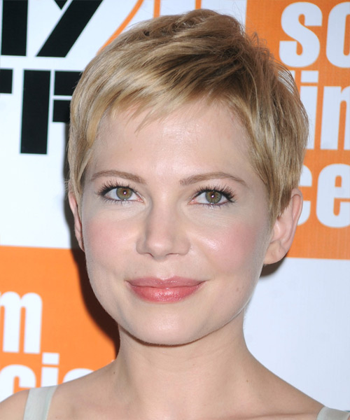 Michelle Williams Blonde Pixie Cut to suit a Heart Face Shape