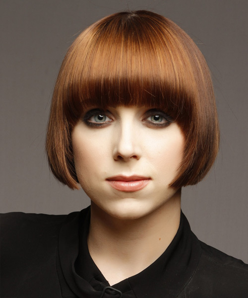 Sleek Copper  With Blunt Cut Bangs - side view