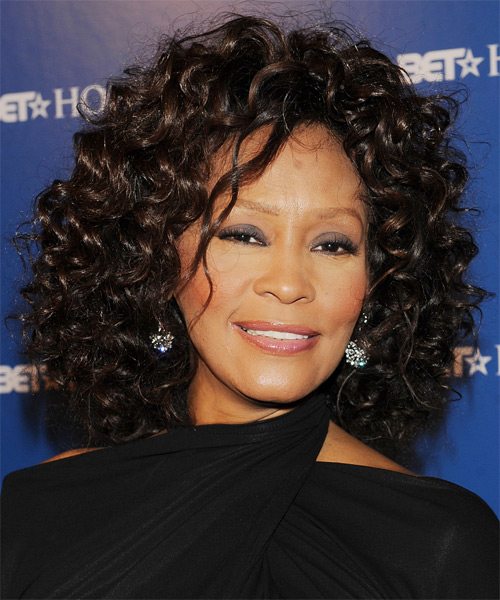 Whitney Houston Medium Curly   Black   Hairstyle