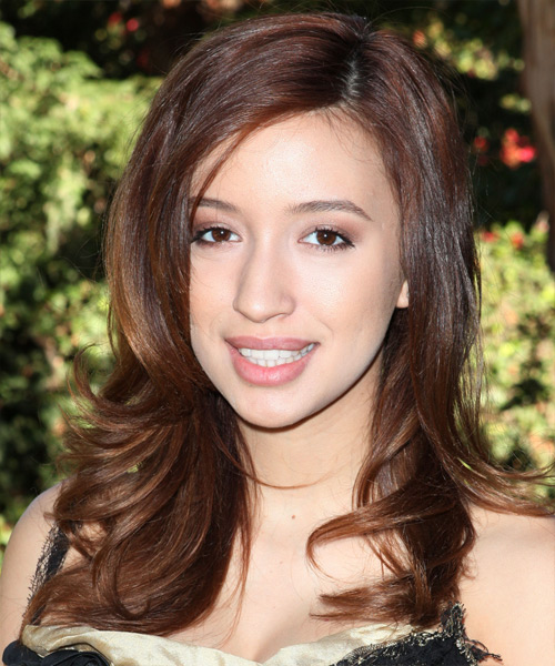 Christian Serratos Long Straight Feminine Hairstyle - Dark Brunette Hair Color