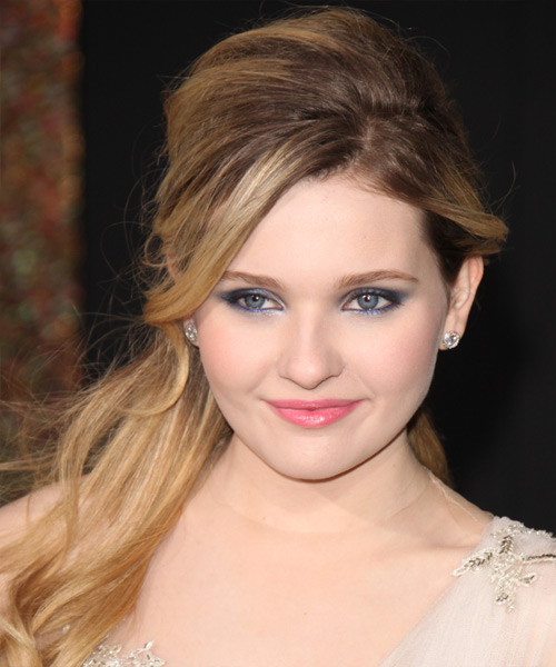 Abigail Breslin  Long Straight   Dark Blonde  Half Up Half Down Hairstyle with Side Swept Bangs  and Light Blonde Highlights