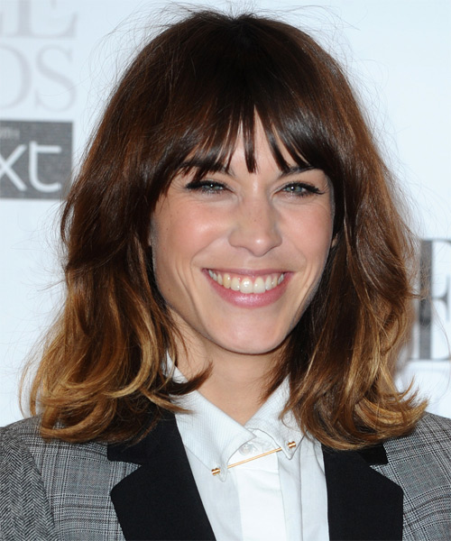 Alexa Chung Medium Straight Layered Dark Brunette And Blonde