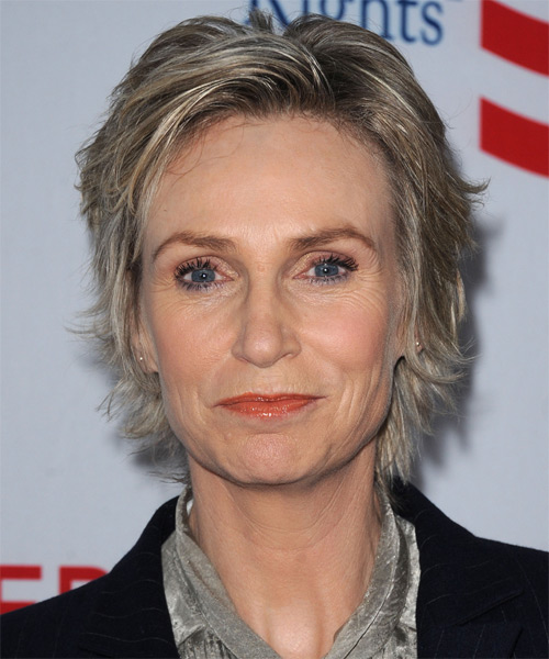 Jane Lynch Short Straight   Dark Ash Blonde     with Light Blonde Highlights