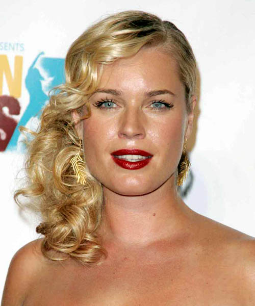 Rebecca Romijn  Long Curly    Half Up Half Down Hairstyle