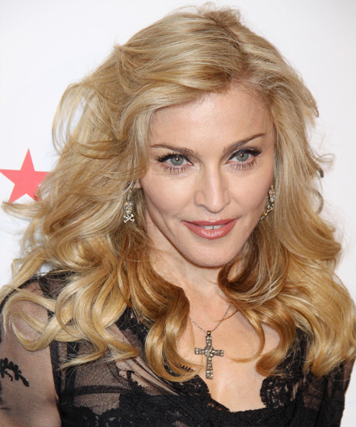 Madonna Long Wavy   Light Golden Blonde   Hairstyle   with Light Blonde Highlights