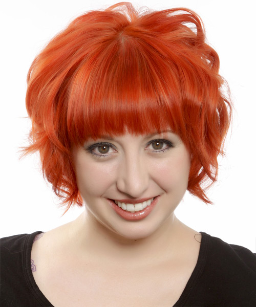 Short Wavy   Orange  Emo  Hairstyle with Layered Bangs