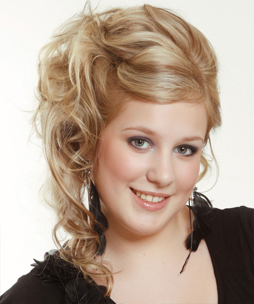 Long Curly    Blonde  Updo Hairstyle   with Light Blonde Highlights