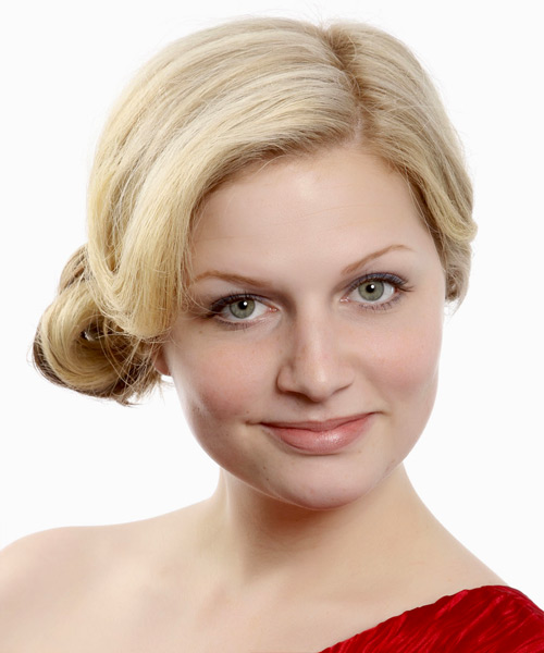 Long Straight   Light Blonde and  Brunette Two-Tone  Updo Hairstyle   with Light Blonde Highlights