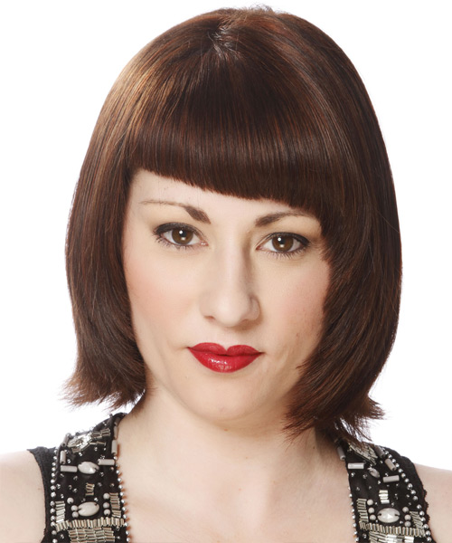 Chin-Length Bob Haircut With Asymmetric Bangs