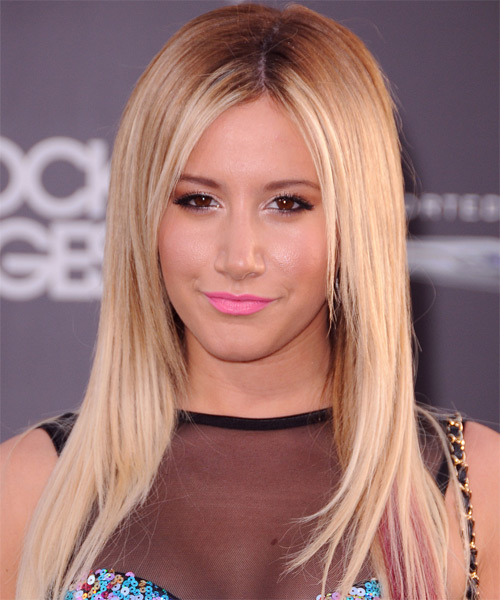 Ashley Tisdale Long Straight   Champagne   Hairstyle   with Light Blonde Highlights