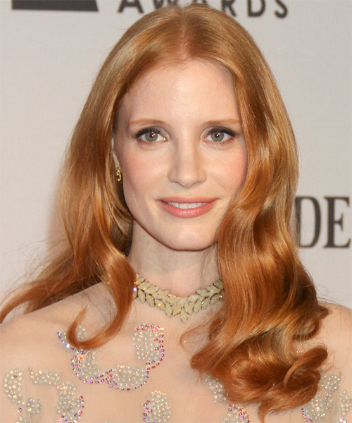Jessica Chastain Long Wavy   Light Ginger Red   Hairstyle