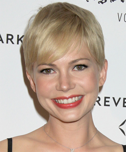 Michelle Williams Short Straight Casual Layered Pixie Hairstyle with ...