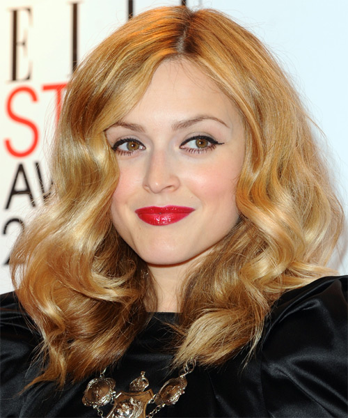 Fearne Cotton Casual Medium Wavy Hairstyle - Dark Golden 