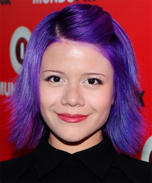 Alison Iraheta Medium Straight   Purple    Hairstyle